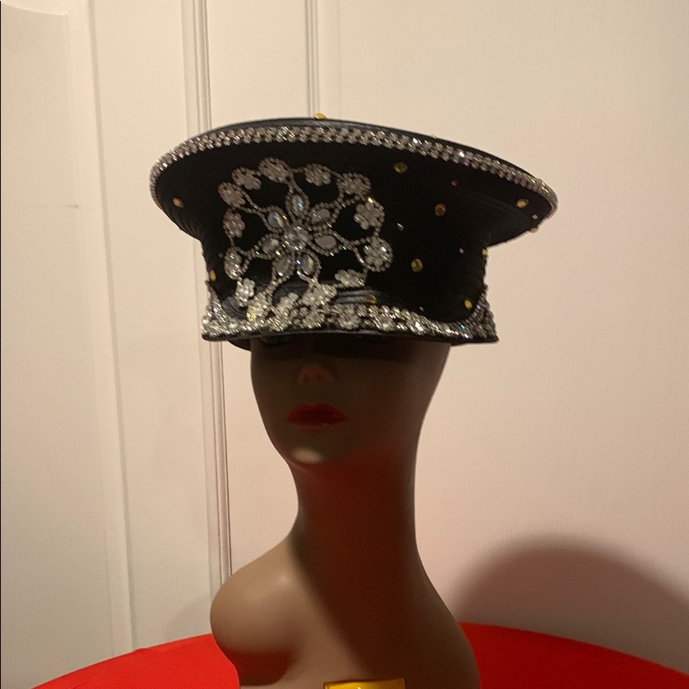 Elegant Black and Silver Embellished Women's Hat
